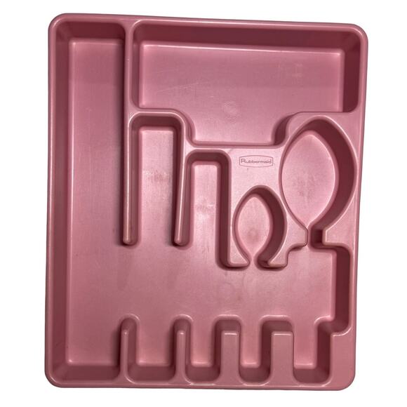 Rubbermaid Mauve Silverware Flatware Cutlery Tray Utensil Holder 1992 Large Pink - Picture 3 of 6